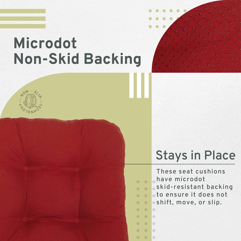 Arlee Chair Cushions for Dining Chairs, Set of 2 - Memory Foam Chair Pads, Non-Skid Backing - Durable Thick Seat Cushions for Kitchen, Office, Patio, 15" L x 14" W - Burgundy Red - Image 3
